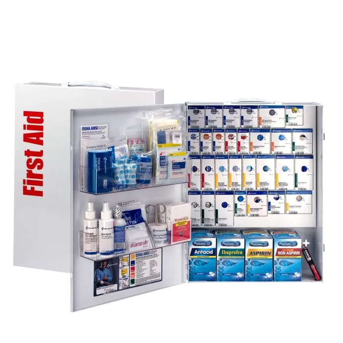 150 Person XL Metal SmartCompliance Food Service First Aid Cabinet With Medications - W-90830