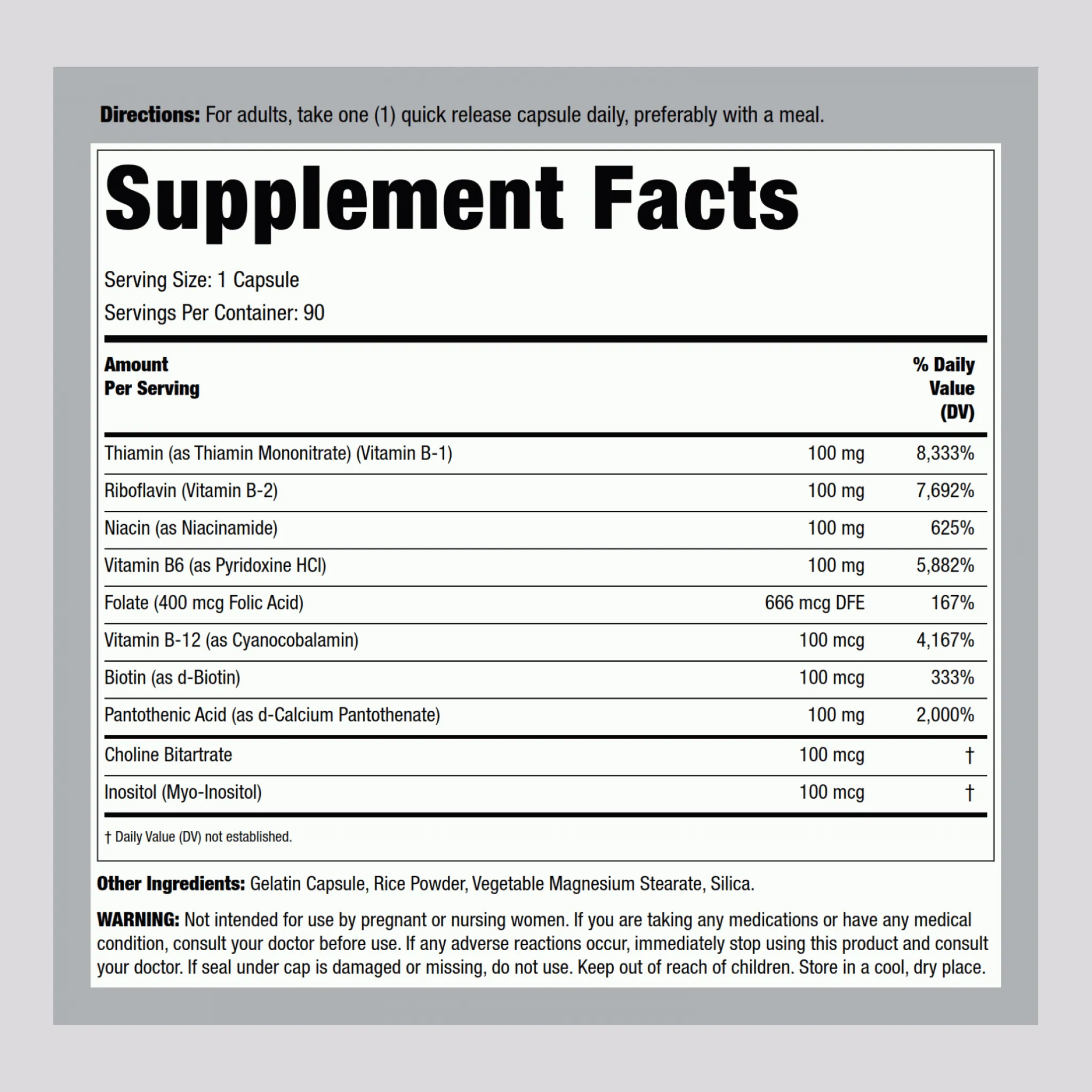 B-Complex, 100 mg, 90 Quick Release Capsules