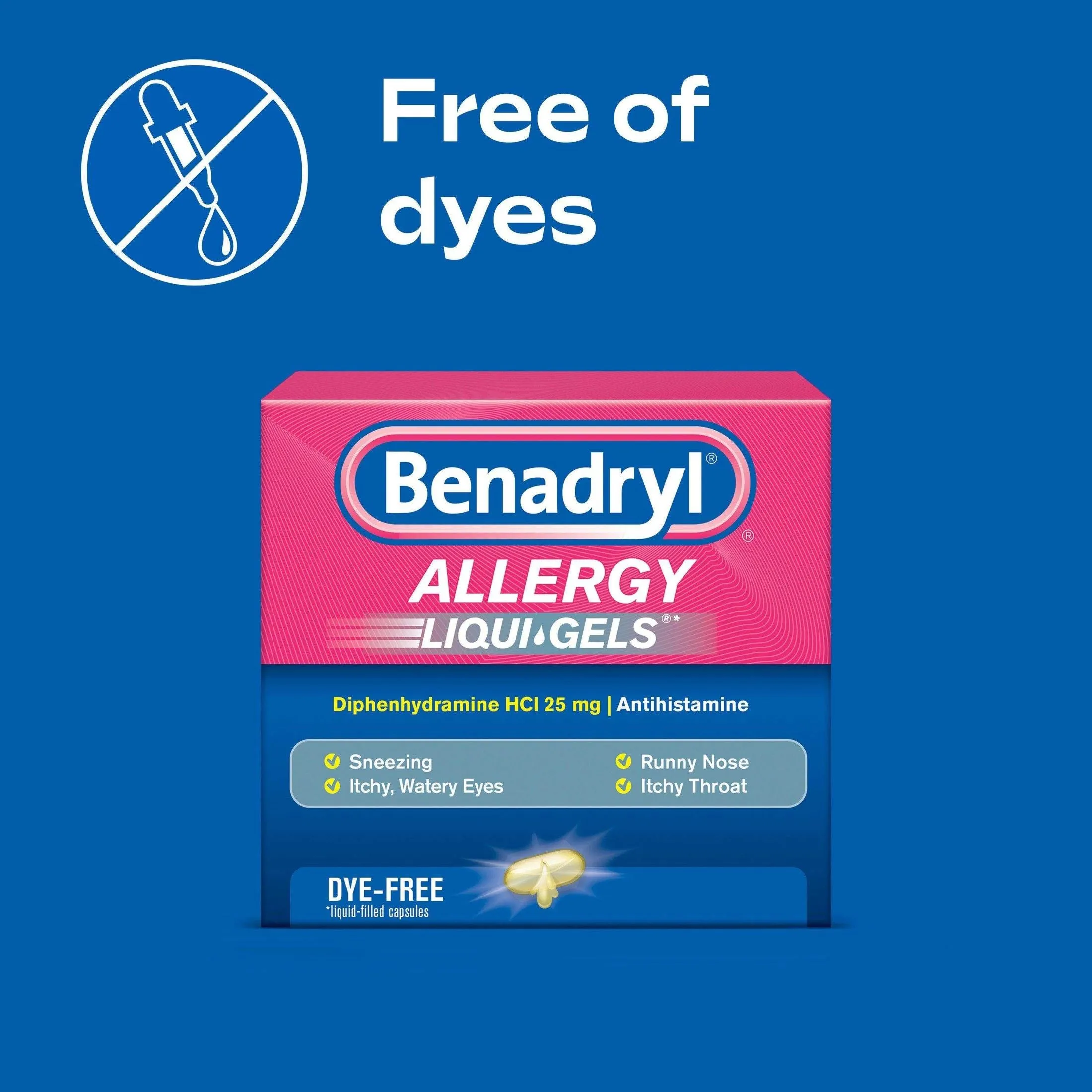 Benadryl Allergy Dye-Free Liqui-Gels 25 mg - 24 ea