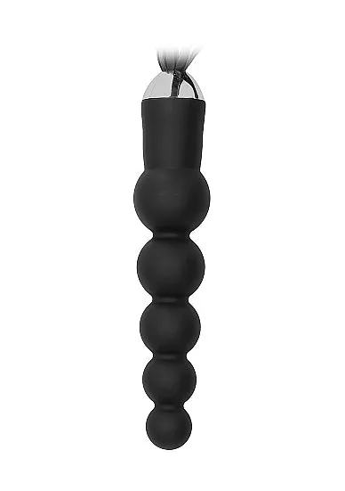 Black Flogger with Curved Silicone Dildo - Black