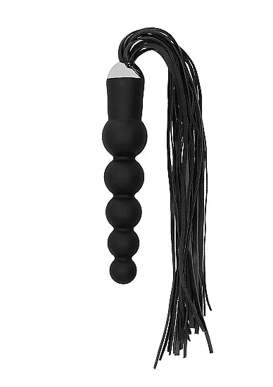 Black Flogger with Curved Silicone Dildo - Black