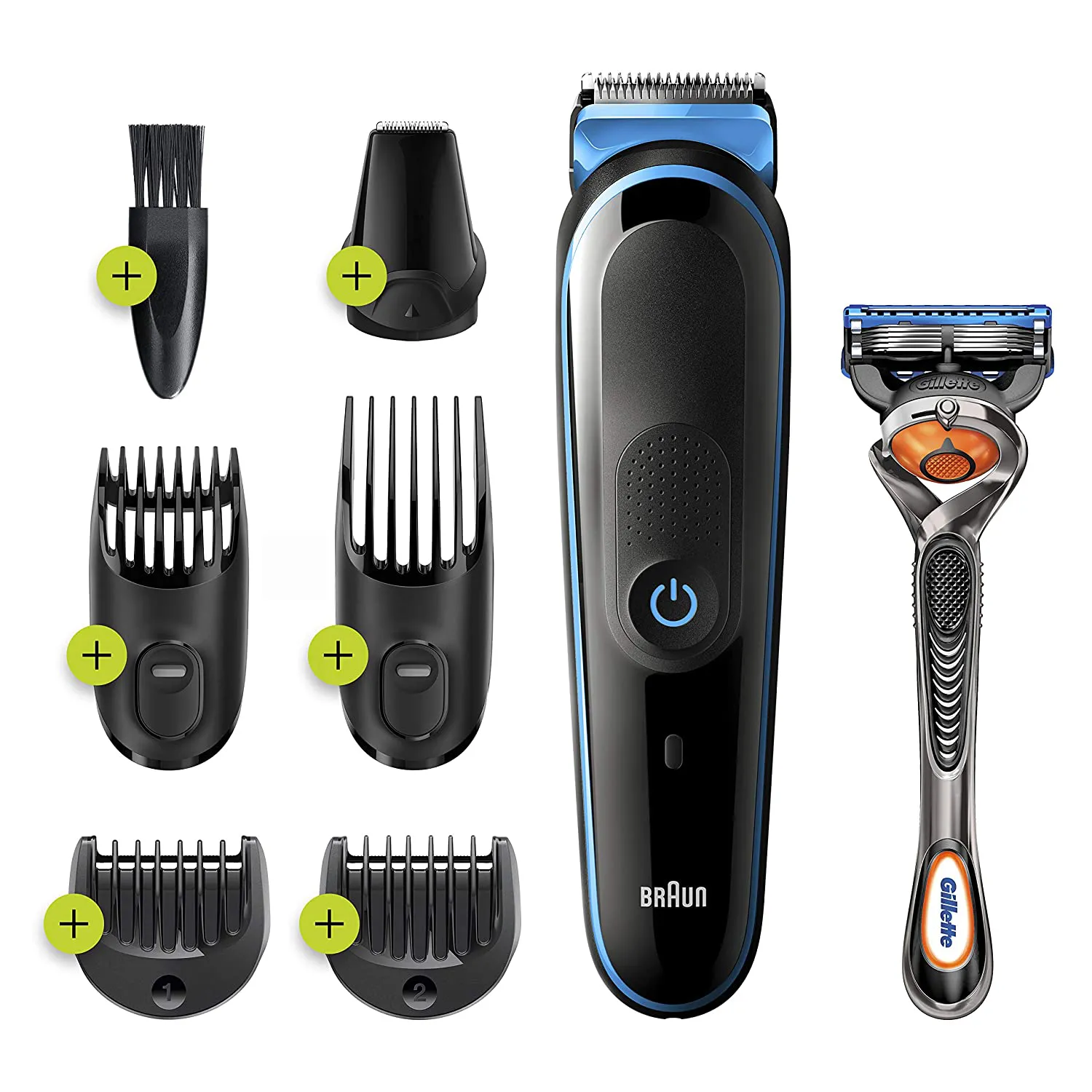 Braun Hair Clippers for Men MGK3260, 7-in-1 Beard Trimmer, Ear and Nose Hair Trimmer, Mens Grooming Kit, Cordless & Rechargeable, with Gillette ProGlide Razor