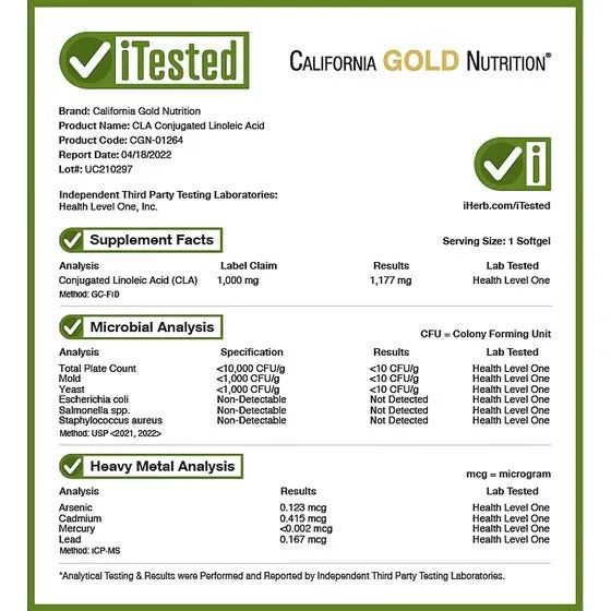 California Gold Nutrition CLA Conjugated Linoleic Acid, 1000 mg, 90 Softgels