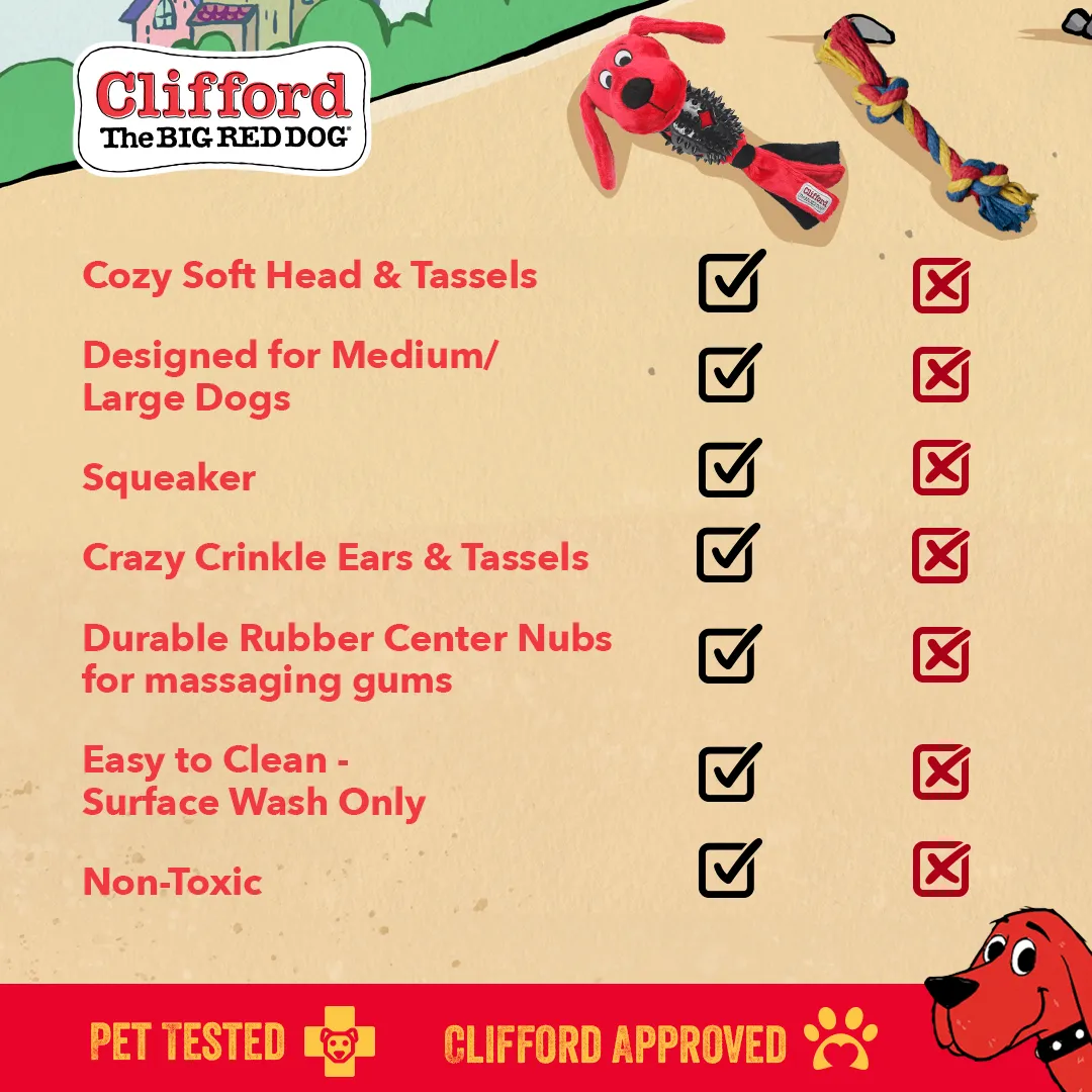 Clifford® Busy Body Ruff n' Tough 13.25" Rubber Plush Dog Toy