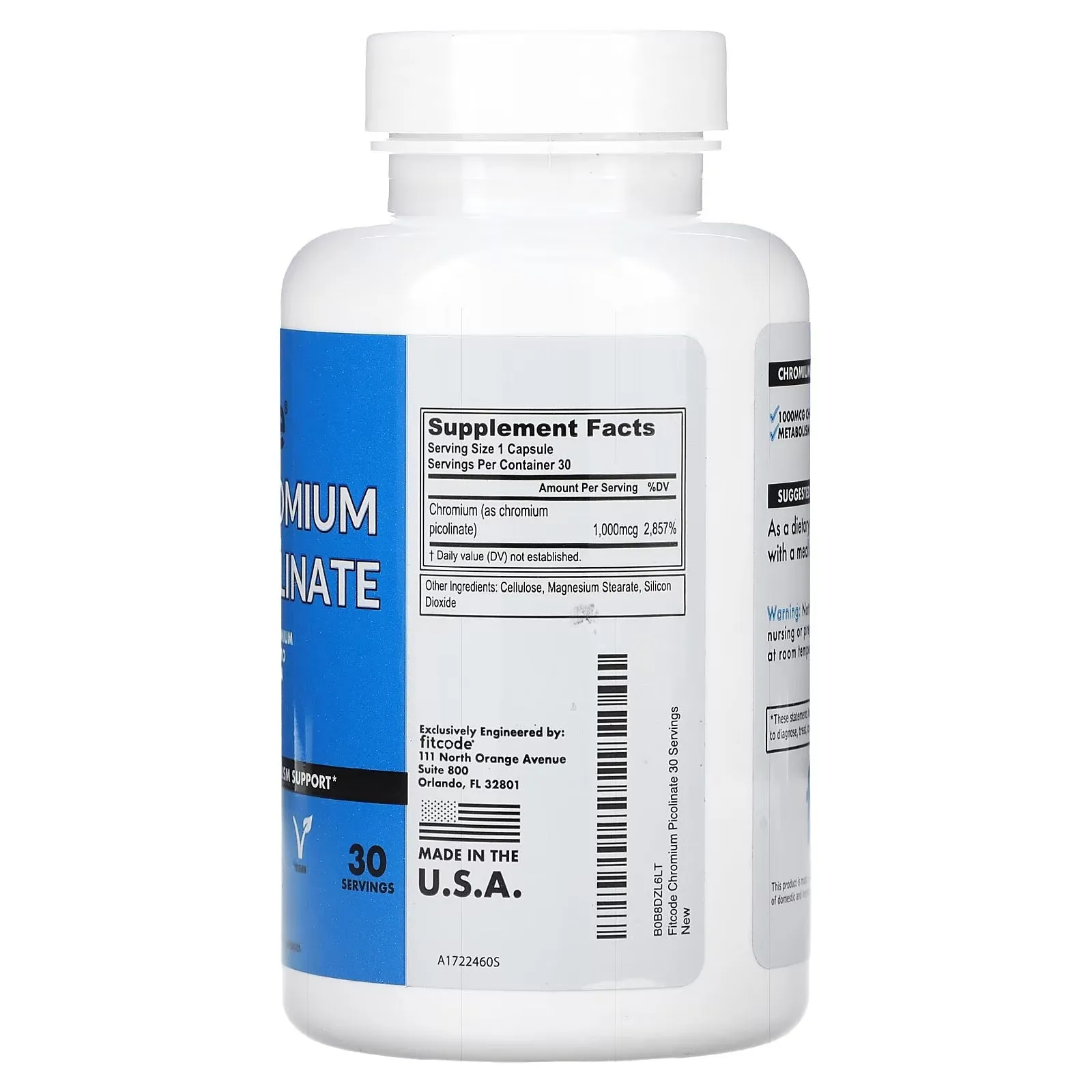 FITCODE Chromium Picolinate, 30 Veggie Capsules