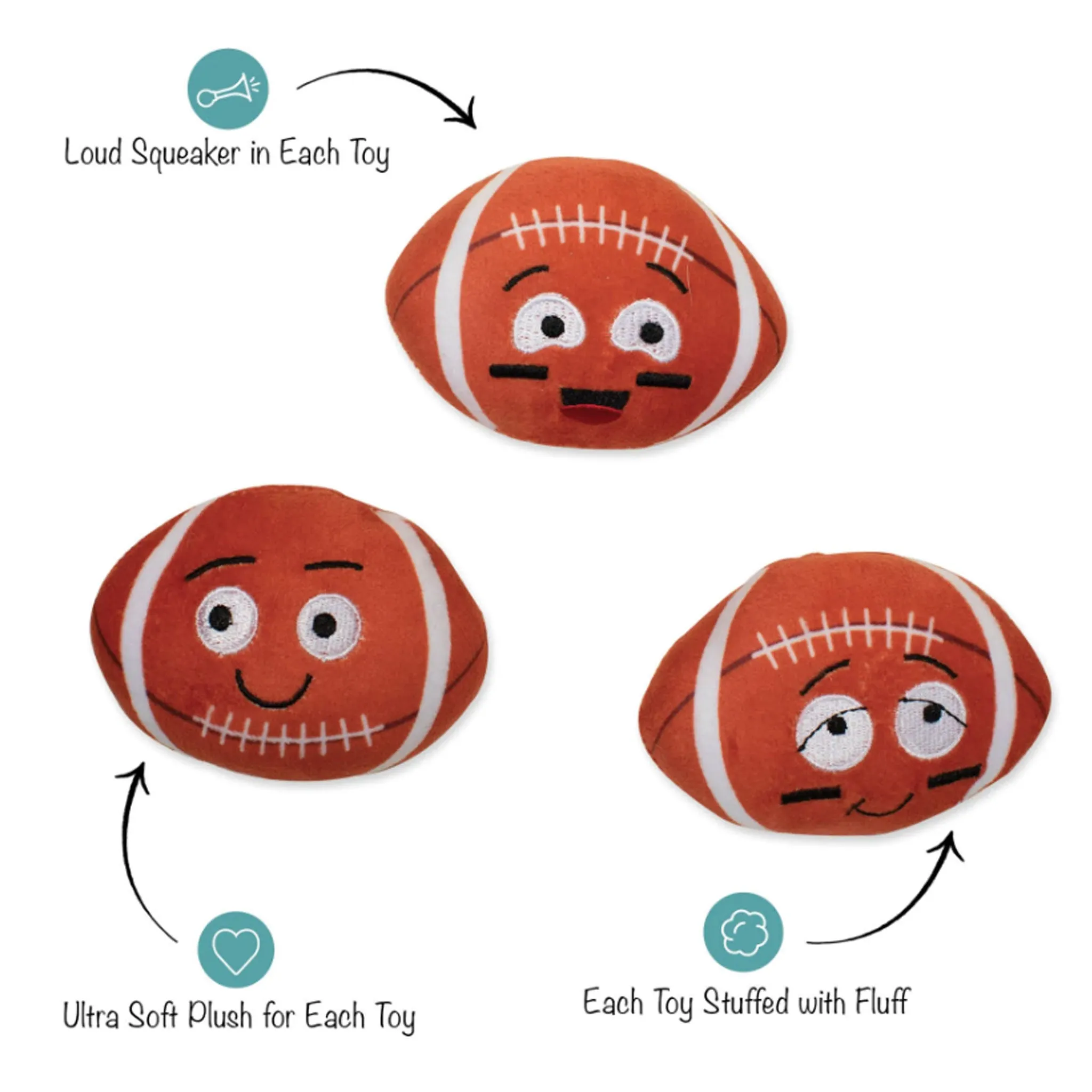 Fringe Mini Footballs Dog Toys - 3 Pack
