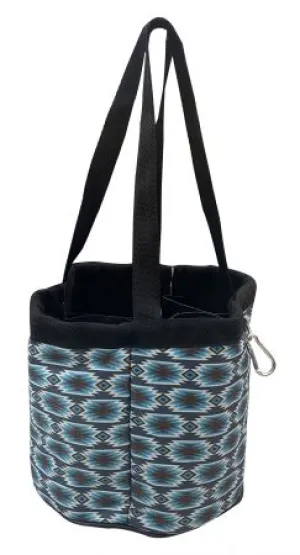 Gray Blue Aztec Print durable nylon grooming tote