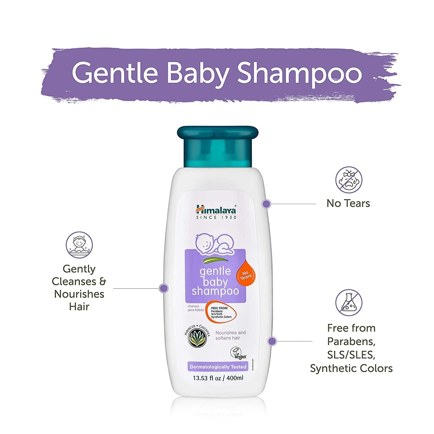 Himalaya Gentle Baby Shampoo for Baby-Soft Hair & Scalp Soothing Moisture, 13.53 oz - 60506950123