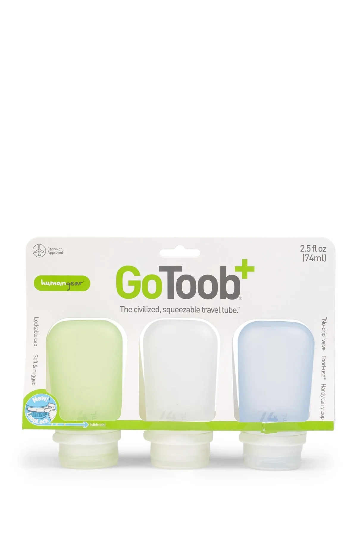 Humangear GoToob 3 Pack Clear Squeeze Tube // Medium