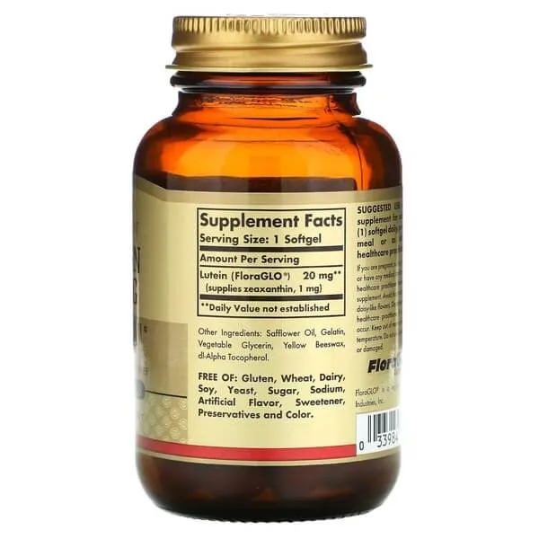 Lutein Solgar 20 mg, 60 capsules