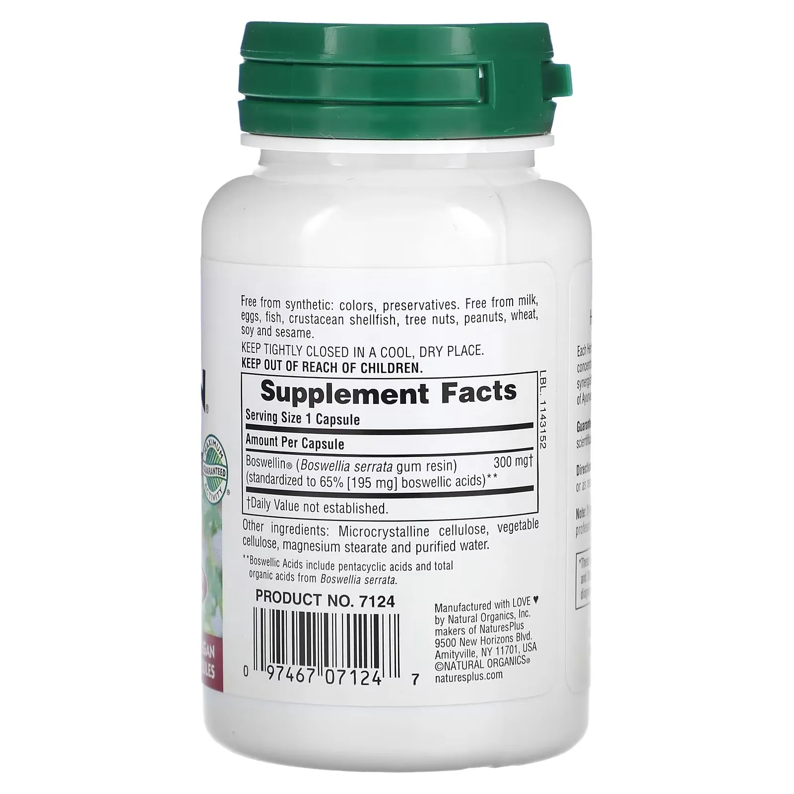 NaturesPlus Herbal Actives Boswellin, 300 mg, 60 Vegan Capsules