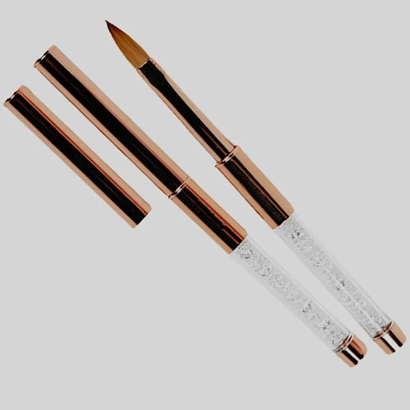 Rose Gold Crimped Kolinsky Acrylic Brush