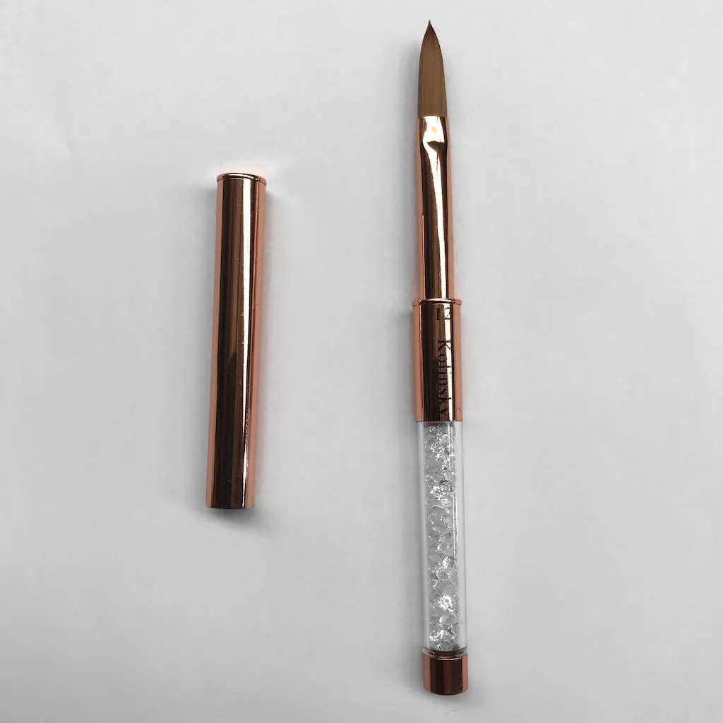 Rose Gold Crimped Kolinsky Acrylic Brush