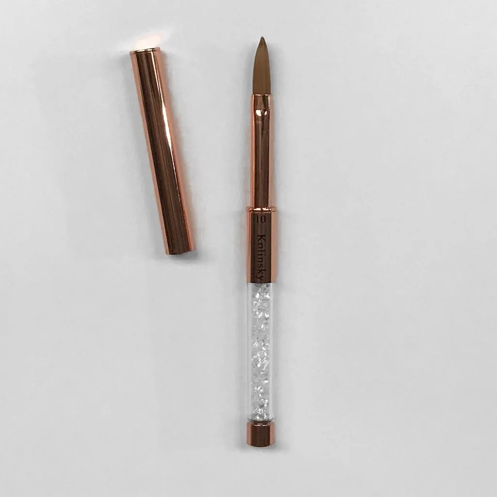 Rose Gold Crimped Kolinsky Acrylic Brush