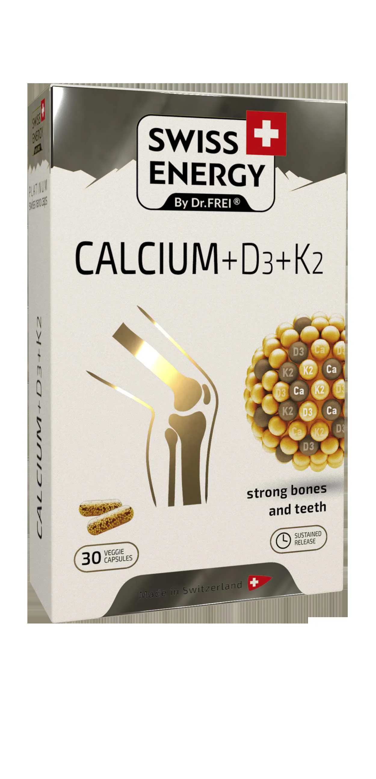 Swiss Energy, CALCIUM D3 K2, 30 Veggie Capsules blister