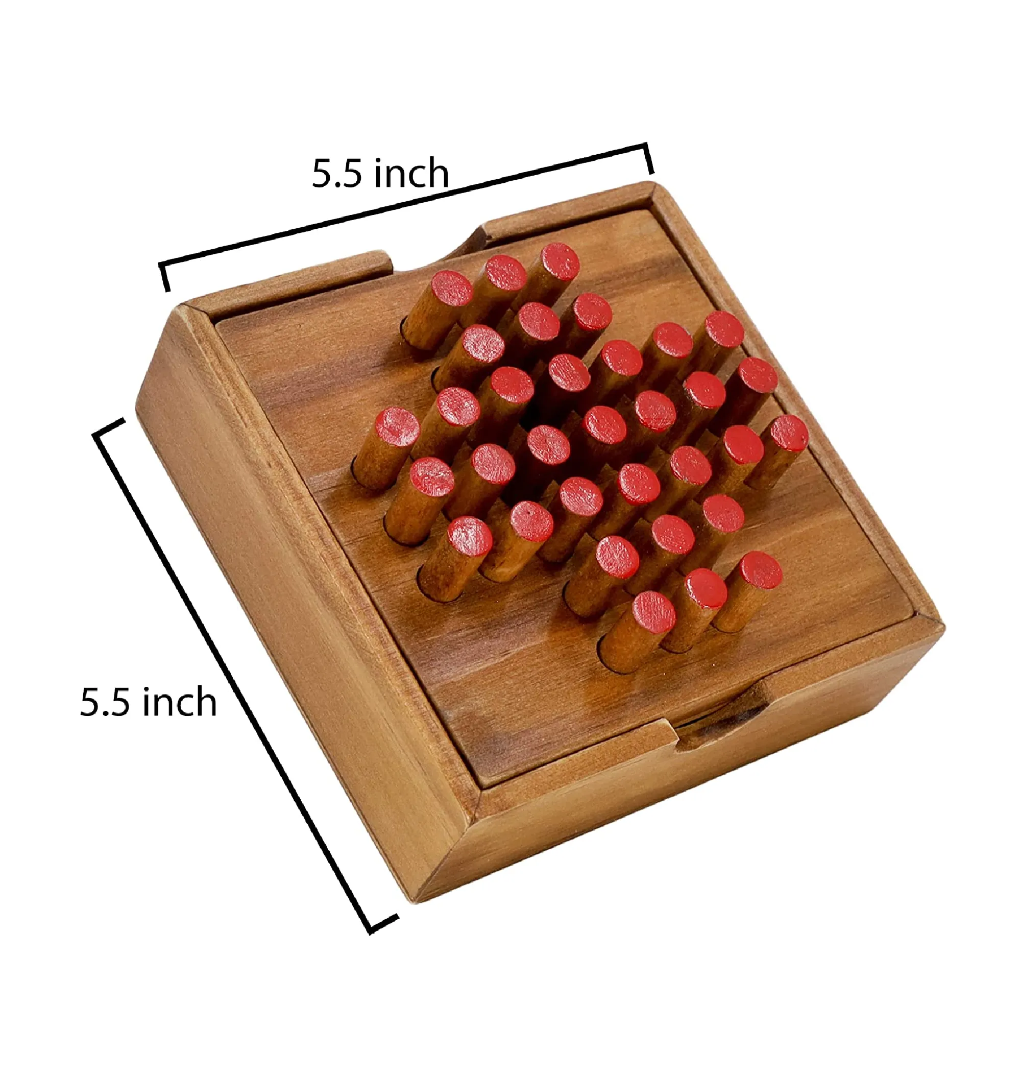 Wooden Solitaire Game Board Wooden Peg Solitaire Games for Adults & Kids  Single Player 1 Person Built-in Storage Box