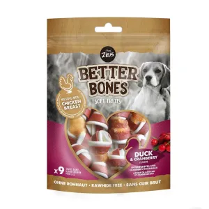 Zeus | Better Bones | Rawhide Free Dog Chews | Wrapped Duck & Cranberry - Small - 9 Pack